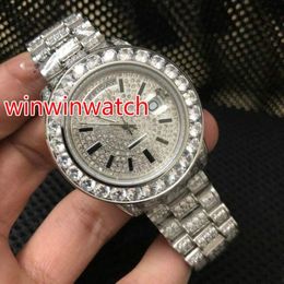 Luxury Mens full iced out Watch Big diamonds bezel 40mm wrist watch stainless steel full iced out silver case automatic watches306k