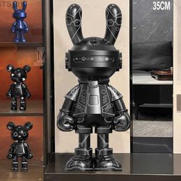 Novelty Items 35cm Bearbrick Y2k Rabbit Statue Cartoon Robot Bear Sculpture Resin Desktop Pattern Decoration Y2k Indoor Home Christmas DecorationL2403