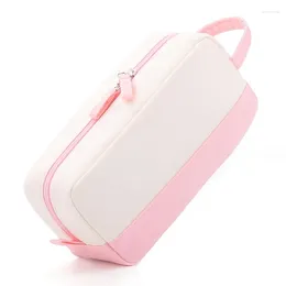 Large-Capacity Pencil Case With Handle Soft Pen Pouch School Supplies Organiser Bag For Teen Girls Adults-Pink