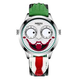 Nibosi joker relógio masculino marca de luxo diversão palhaço relógios masculinos à prova dwaterproof água moda limitada pulsos para homem relogio masculino2713