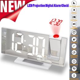Racks Projection Alarm Clock Led Large Display Electronic Clock Digital Alarm Clock Led Mirror Display 180 ° Rotating Projector Alarm