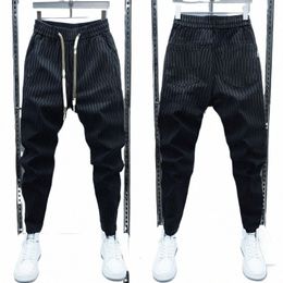 spring Autumn Black Stripe Jogger Sweatpants Men Outdoor Casual Skinny Harem Pants Streetwear High Quality Designer Trousers b7Xx#