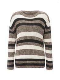 Women's Sweaters Women S Vintage Striped Print Sweater Crew Neck Long Sleeve Color Block Loose Knitted Pullover Jumper Tops