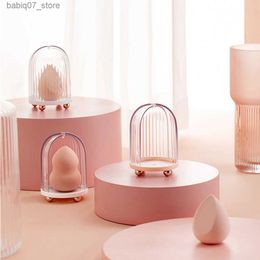 Sponges Applicators Cotton Portable beauty stand with dry cover makeup sponge stand cosmetics food powder and puff stand Q240325