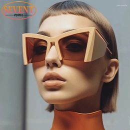 Sunglasses Semi-Rimless Cat Eye Women 2024 Designer Fashion Cateye Sun Glasses For Female Punk Y2k Shades Eyewear