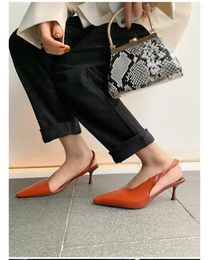 Dress Shoes Women Sandals Slingback Thin Heels Pointed Toe Sexy Style Slip-On Design Zapatillas De Mujer Tacon Sandalias Femininas