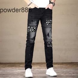 2024 New Straight Leg for Men Designer Hip Hop Fashion Mens Pants Jeans Top Quality Purple Motorcycle Cool Denim Pant NNZP