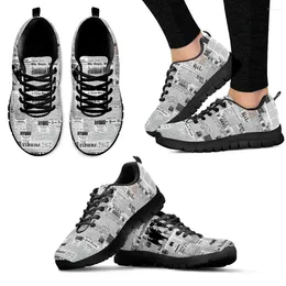 Casual Shoes INSTANTARTS Vintage Spaper Printing Lace Up Sneaker For Women Fashion Light Walk Flat Shoe Breathable Mesh Footwear