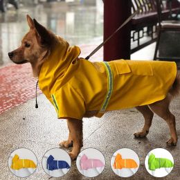 Raincoats Dog Raincoat For Big Dogs Waterproof Hooded Dog Clothes Overalls Rain Cloak Labrador Reflective Outdoor Breathable Pet Coat