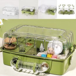 Cages Hamster Cage Villa Tunnel Acrylic House Breeding Box Supplies Set Toy Pet Sports Training Runway Accessories