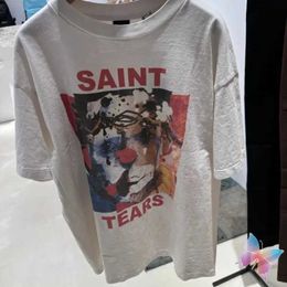 Men's T-Shirts High Street Hip Hop Saint Michael T-shirts Joker Graffiti Cotton Round Neck Short Sle Tees Casual Fashion Men Women Cleanfit J240325