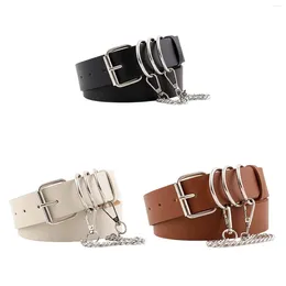 Belts PU Leather Belt With Chain Punk Women Waist For Skirt Trousers Jeans