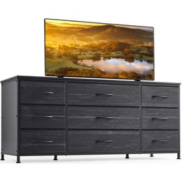 Enhomee Dresser Stand Entertainment Centre with 9 Drawers, Media Table 60 '' TV Console for Bedroom, Sturdy Metal Frame & Wood Top, Living Room,