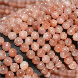 أحجار كريمة فضفاضة طبيعية جودة Sunstone Round Beads 6mm-6.4mm تسليم المجوهرات Otony