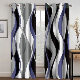 Curtains Cheap Modern Abstract Drape Geometric Spiral Two Thin Windows Curtains for Living Room Bedroom room Decor 2 Pieces Free Shipping