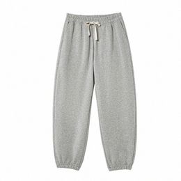 tfetters Autumn Winter Grey Men Sweatpants Thickening Elastic Waist Mid Rise Solid Colour Moti Warm Pants Gym Daily Men Clothes u2CO#
