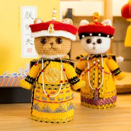 Knitting Susan's Family Crochet Materials Package DIY Kit Cat Emperor and Empress Couple Crochet Doll Materials Package DIY Toys Gift