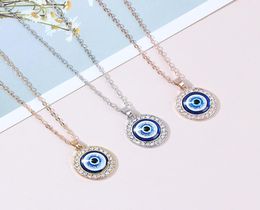 Evil Eye Necklace Third Blue Eyes Amulet Pendant Dainty Ojo Gold Chain Necklace Kabbalah Protection Adjustable Fashion Jewellery Gif1250463