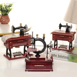 Boxes Mini Retro Sewing Clockwork Music Wood Box Home Decoration Home Crafts Music Box Birthday For Girlfriend Gift Christmas Gift