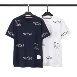 Men's T Shirts T-shirt Summer Round Collar Cotton Embroidery Korean Version Of Sweat Absorption Leisure Short Sleeves