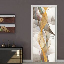 Stickers PVC Door Sticker Modern Simple Geometric Gold Lines Mural Wallpaper Living Room Bedroom SelfAdhesive Waterproof 3D Wall Sticker