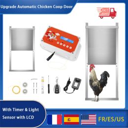 Accessories Upgrade Automatic Chicken Coop Door With Timer & Light Sensor with LCD Chicken Door Chicken Toys For Chickens Farm Equipment