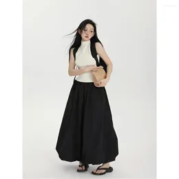 Skirts Designer Y2k Skirt Women Vintage Streetwear Side Striped Parachute Cargo Casual Loose Drawstring Aesthetics Long