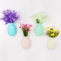 Vases 1PC DIY Nano Magic Sticky Flower Vase Wall Hang Room Decor Pot Container Floret Bottle For Decoration Home