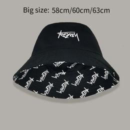 2023 Big Head Plus Size Bucket Hat for Men Pure Cotton Panama Fisherman Korean Man Women 59cm 60cm 62cm 63cm Sun 240318