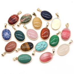 Charms Natural Stone Pendant Faceted Oval Shape Gemstone Exquisite For Jewelry Making Diy Bracelet Earrings Accessories