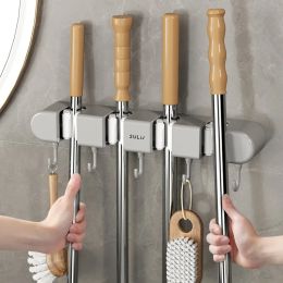 Sets MOP Hook Bathroom Nonperforated Wall Hanging Bathroom Powerful Clip Mop Clamp God Household Mop Storage Rack