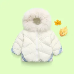 Down Coat Children's Jackets 2024 Winter Girls Boys And Babys Fur Collar Padded Coats Kids Plain Colour Fashion Outerwear Clothes