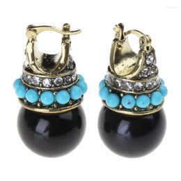 Stud Earrings Boho Vintage Round Black Beads Earring For Women And Girls