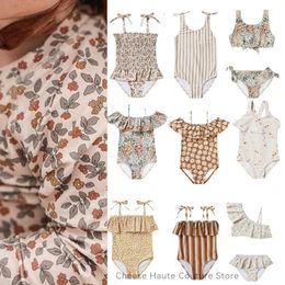 RC Baby Girls Summer Swimwears Bikini Set Brand Kids Beautiful Floral Toddler Swimming Suits Sunbeach Swimsuit 240320