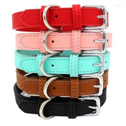 Dog Collars PU Small Dogs Collarsadjustable Zinc Alloy Solid Color Puppy Collar Comfortable Durable Pets Supplies Accessories