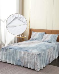 Bed Skirt Marble Elastic Fitted Bedspread With Pillowcases Protector Mattress Cover Bedding Set Sheet
