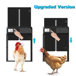 Accessories Automatic Chicken Coop Door Opener Timer Gate Battery Powered Aluminum Alloy LCD Display Waterproof Chicken House Flap for Farm