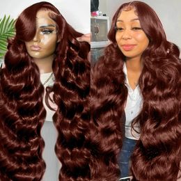 Плотность 250, 30, 36 дюймов, шоколадно-коричневый, объемная волна, 13x6 HD, фронтальный парик из натуральных волос, бразильские 13x4, парики из натуральных волос на кружеве для женщин