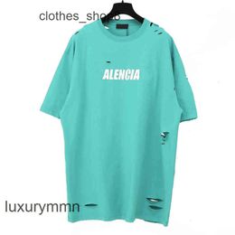 Fashion Couples Summer T Shirt balencigs 2024 High Version b Home Fuzzy Print Hole Short Sleeve Shirts l Lovers Trendy Men's Street V6HL