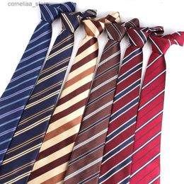 Neck Ties Neck Ties New Jacquard Stripe Tie For Men Polyester Neck Tie for Wedding Business Suits ic Ties Slim Men Nicktie Gifts Adult Gravatas Y240325