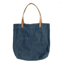 Drawstring Female Japanese Literature Art Wash Jeans Shoulder Handbags Large Canvas Crossbody Bags For Women
