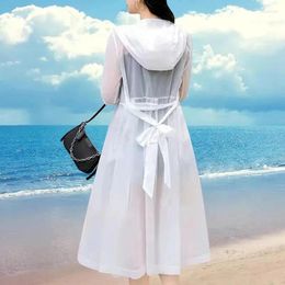 Women's Trench Coats Fashion Long Sunscreen Clothing Coat 2024 Summer Korean Style Loose Breathable Outdoor Thin Windbreak