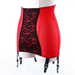 Garters Red Vintage Girdle Lace Garter Belt Plus Size Womens Sexy Black Suspender With 6 Straps Metal Clip For Stockings Lingerie