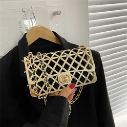 32% OFF Designer bag 2024 Handbags Metal Small Fashion Hollow Personalised Shoulder Womens Crossbody Small Square Trendy