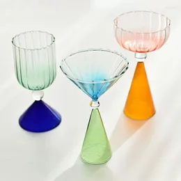 Wine Glasses 5Styles Geometry Glass Gradient Champagne Cup Personality Creative Ice Cream Dessert Pudding Drink Whisky Goblet Bowl