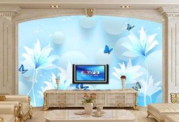Wallpapers Custom 3d Mural.Creative Stereo Sphere Fantasy Blue Rose Wallpaper Living Room Tv Sofa Wall Bedroom Papel De Parede
