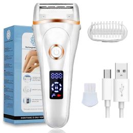 Epilator Women Painless Electric Razor Beard Hair Removal Lady Shaving Machines Bikini Trimmer Waterproof LCD Display USB Charging