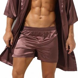 men's Sleep Bottoms Sexy Pyjamas Shorts Soft Silky Loose Boxers Shorts Underwear Men Home Lounge Arrow Panties Men Sleepwear c6ar#