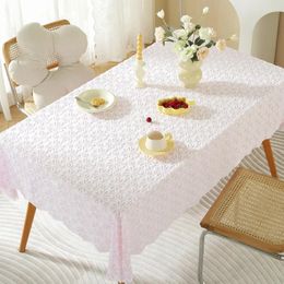 Table Cloth Lace Cotton Dining Square Tablecloth White Printed Tea With Wavy Edges European Rectangular Knit Background Fabric