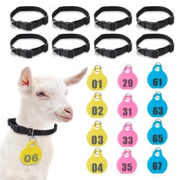 Tags Adjustable Nylon Collar Pet Livestock Hang Tag with Doublesided Serial Number for Farm Livestock Animal Pet Goat Sheep 28 Pcs